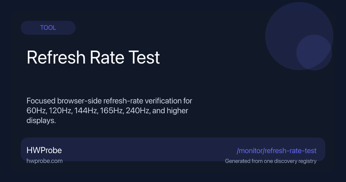 Refresh Rate Test Online — Check Monitor Hz and Frame Delivery | HWProbe